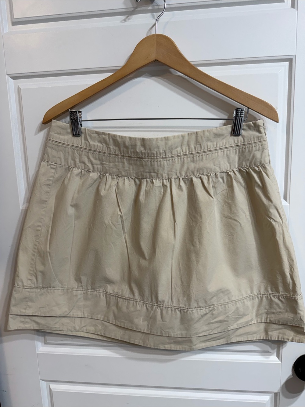 American Eagle Outfitters Beige Skirt with Navy Polka Dot Trim